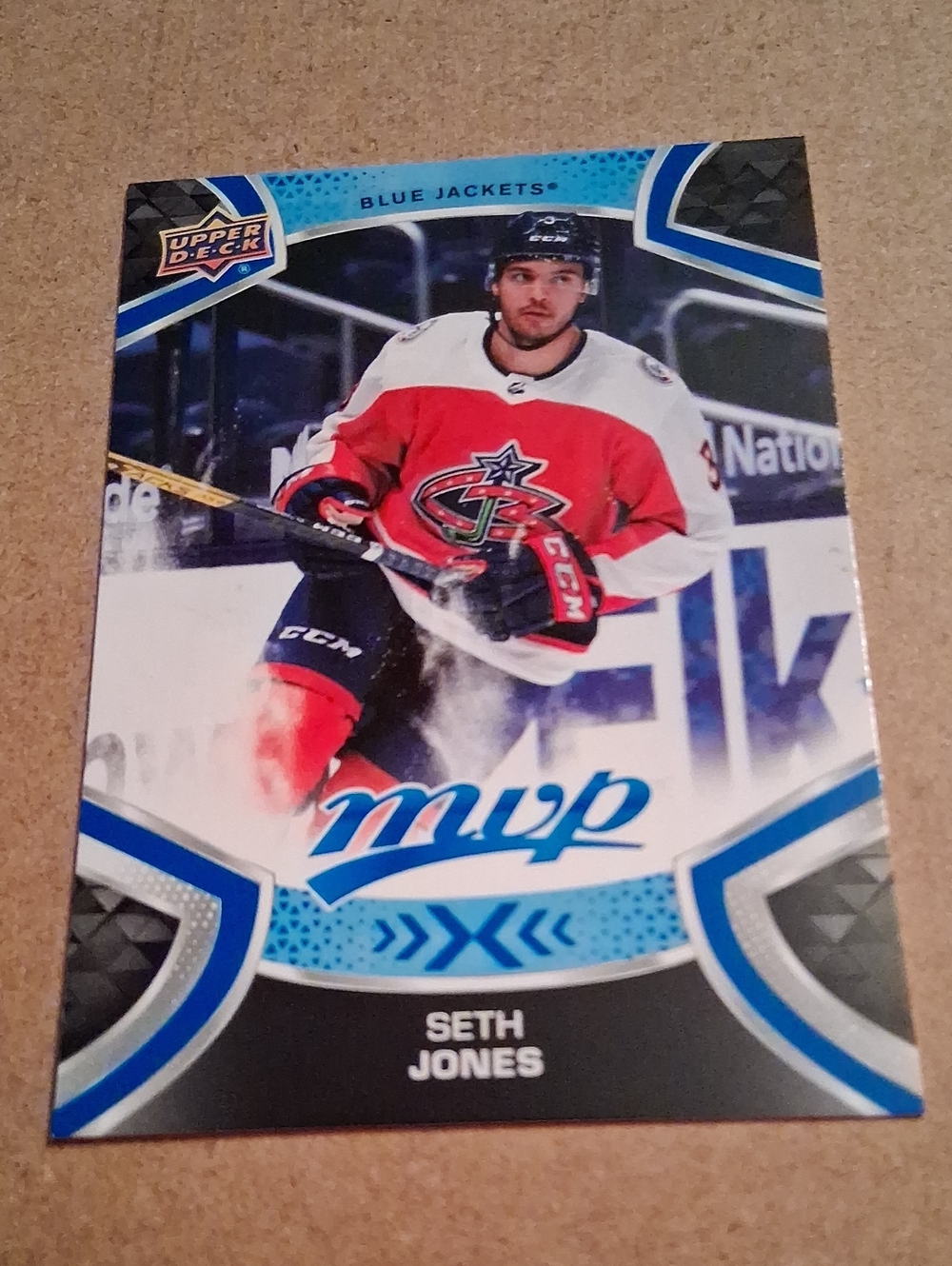 Upper Deck MVP Seth Jones Columbus Blue Jackets Hockey Card - Red White Blue